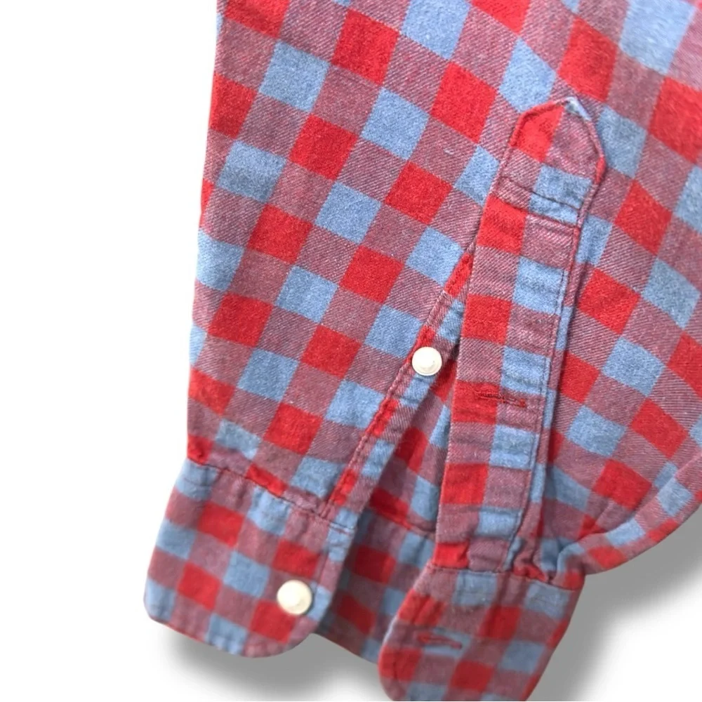 J. Crew | NWOT Cotton Linen Slim Red & Light Blue Gingham Button-Down Shirt (M)
